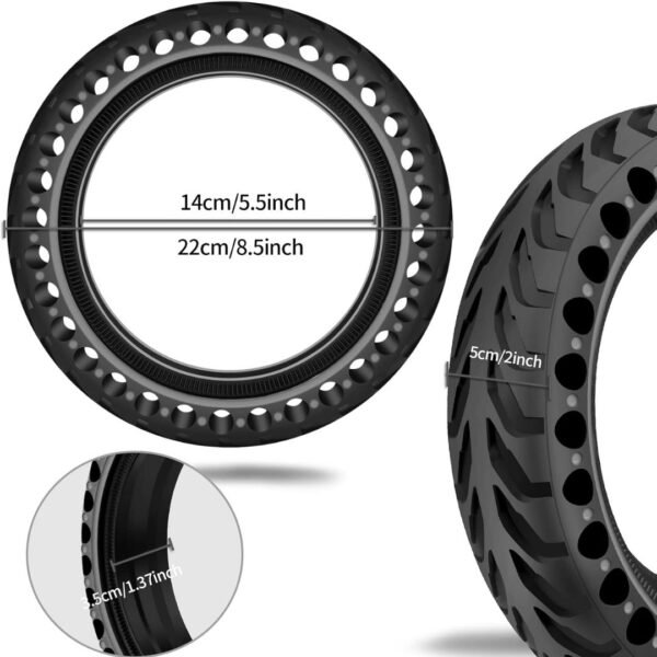 4 Par de Llantas Sólidas Antipinchazos 8.5x2.0 CHEKUBAO para Scooter Eléctrico (2 Unidades)