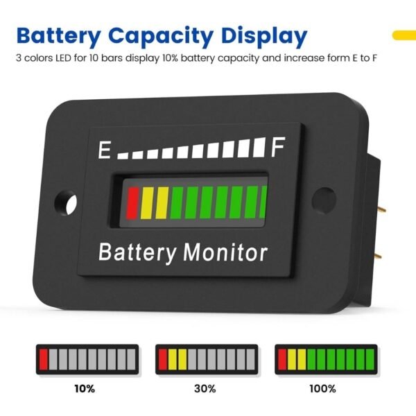 4 Medidor Indicador de Capacidad de Batería LED Universal (12V-72V)