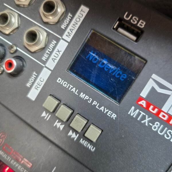 Consola Mezcladora de Audio ME Audio MTX-8USB con Efectos 16 DSP y Reproductor USB