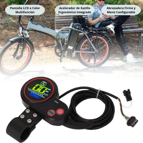 Pantalla Display LCD V889 con Acelerador de Gatillo para Scooter y Bicicleta Eléctrica