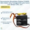 2 Servomotor Brushless Digital FUNSR-B35 35KG Alto Voltaje (HV 4.8V-8.4V) con Brazo CNC 25T